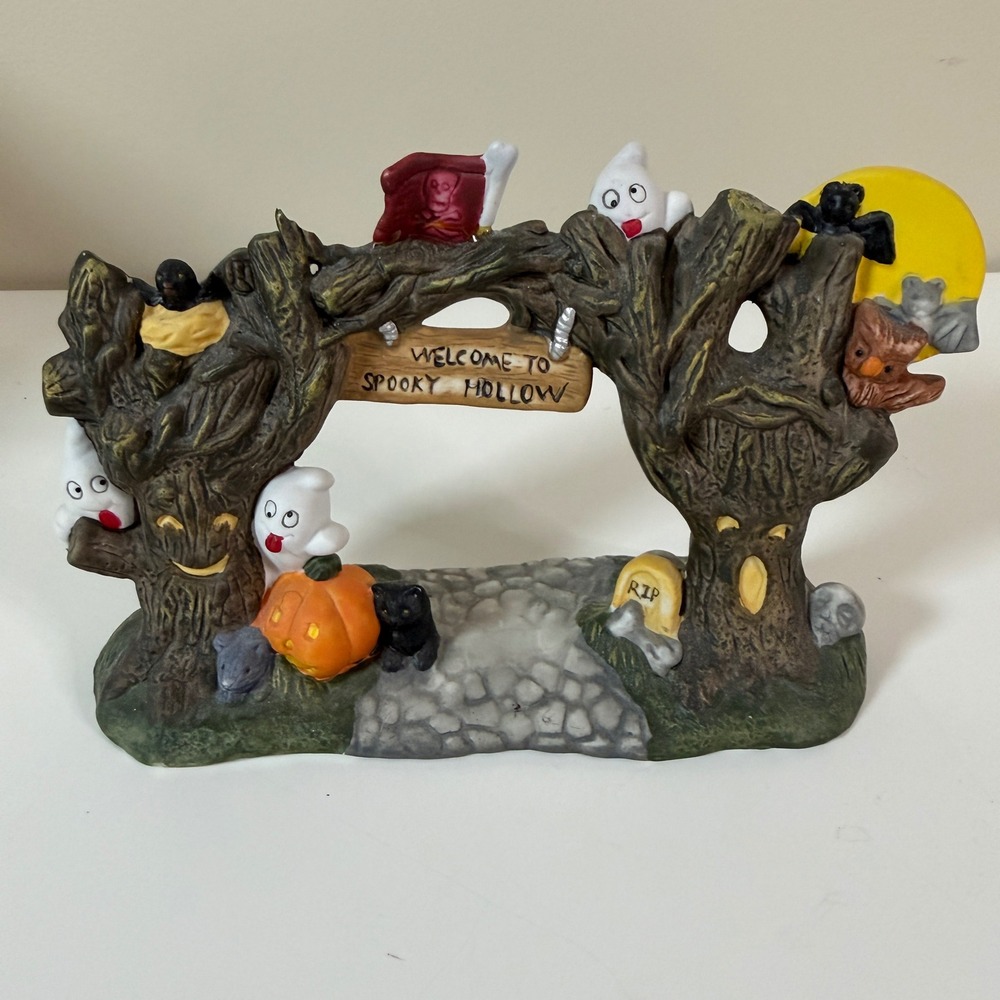 Spooky Hollow Ghost Gateway Halloween Decor Porcelain Village Accessory Novelty
